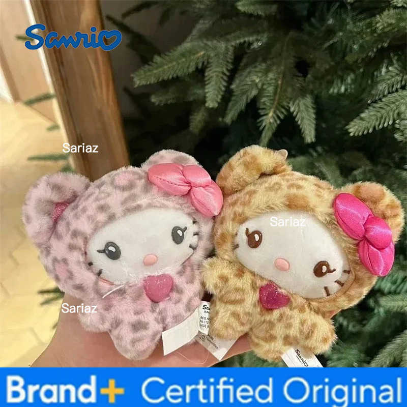 Sanrio Leopard Print Bear Series Hello Kitty Keychain Pendant Cartoon Kitty Cat Plush Doll Pendant Keychain Bag Birthday gifts H251225