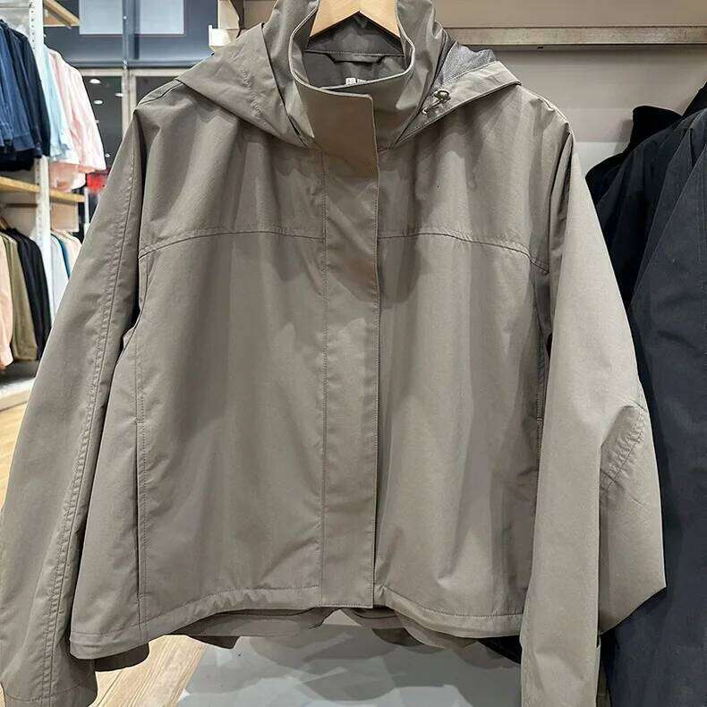 Windproof Designer Fashion 2026 Stand Collar Women's Outdoor Casual Hooded Thin Coat Jacket