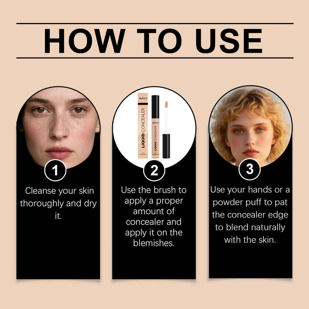zephoco Long-lasting Concealer Medium Skin Tone Hydrating Delicate Cover Blemishes Dullness Natural Contour Liquid