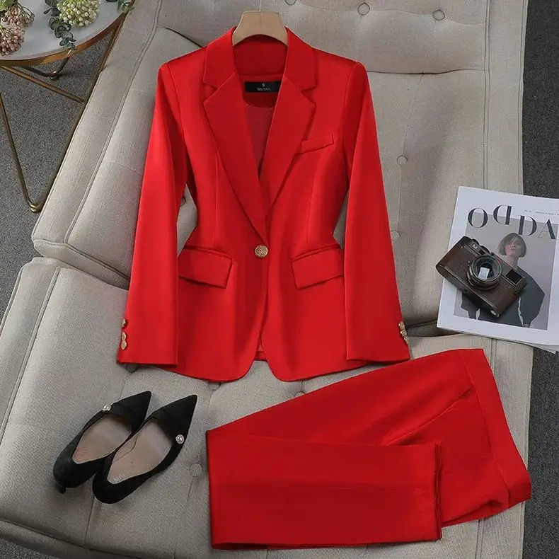 Insozkdg Purple Suit Coat for Women Spring High end Suit Fashion Professional Set Suit Pants Two Piece Set Women Outfits 251224