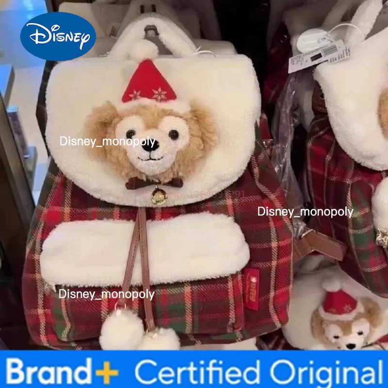 Disney 2024 New Disni Cute Christmas Backpack Childrens Duffi Bear Birthday Gift For Girl Cartoon Large Capacity Backpack JK Backpack H251225