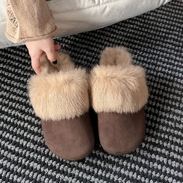 High Quality New Arrival Autumn and Winter Women's Flat Closed Toe Elegant Furry Slippers Outdoor Fleece Lined Warm and Temperament Matte Slippers Free Shipping
