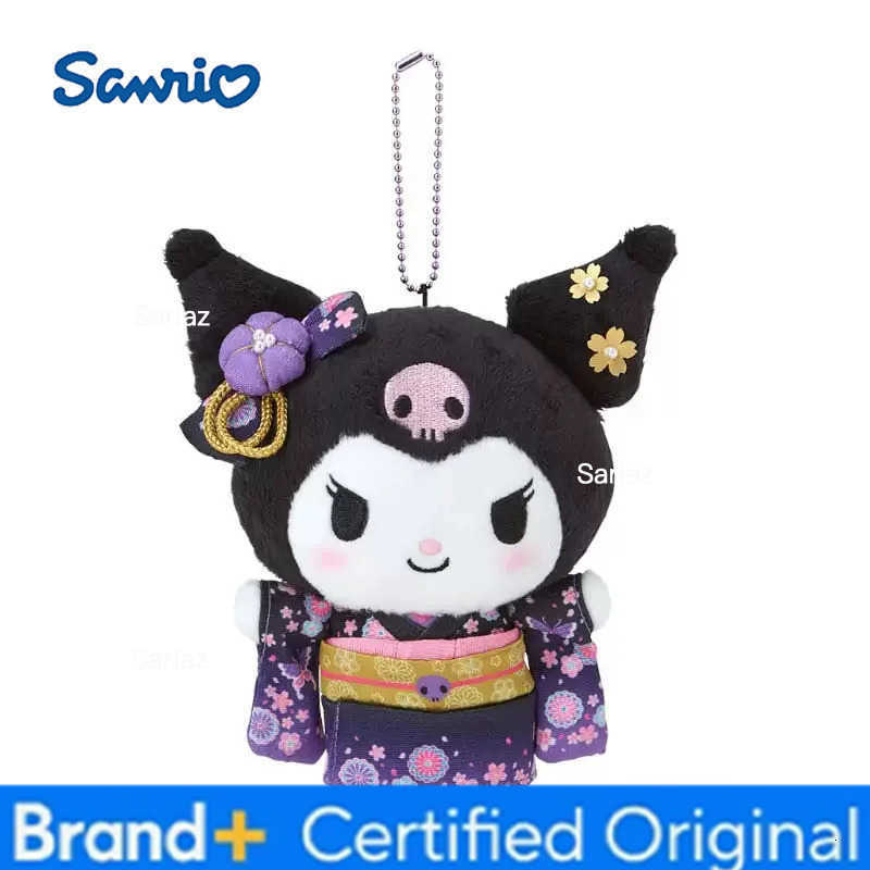 Sanrio 16CM Hello Kitty Plush kimono keychain Cartoon Cinnamoroll My Melody Kuromi PP Cotton stuffed dolls schoolbag pendant Gift H251225