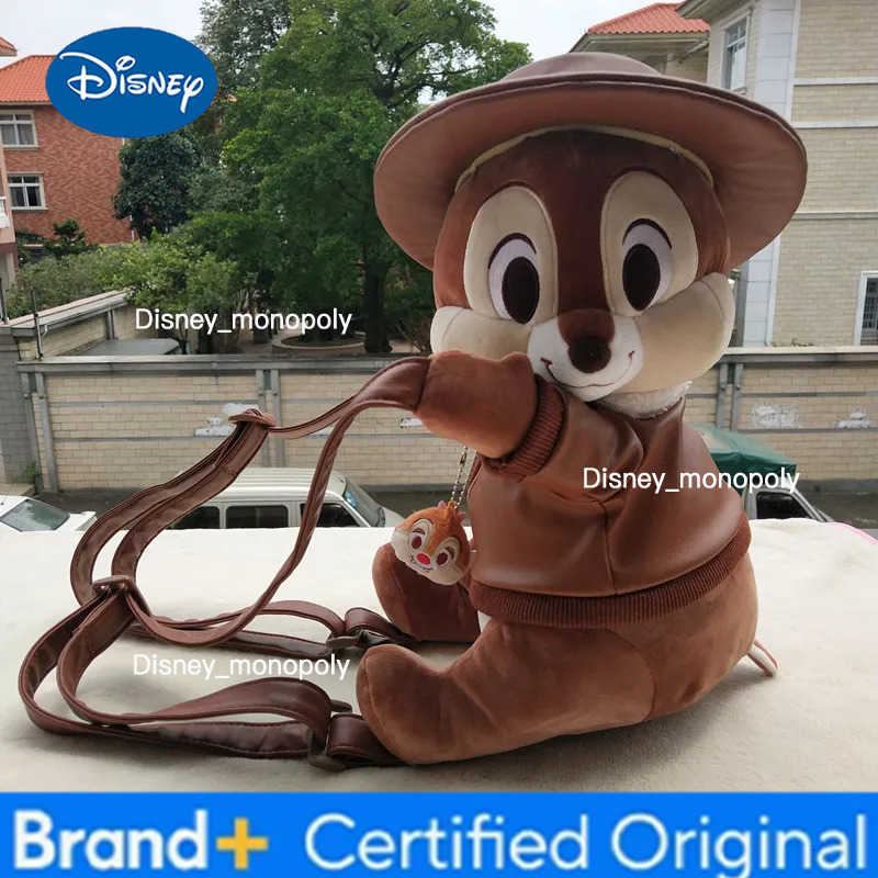 Disney 35cm Cartoon Chip n Dale Plush Backpack Anime Soft Stuffed Animals Dolls Toys bags for children School bag Girls Gifts H251225