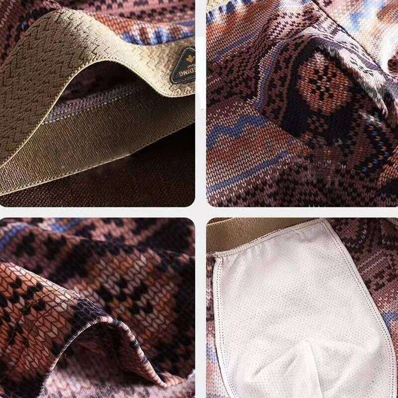 4pcs Ethnic Men's Underwear Light Luxury Style Boxershorts Comfortable Breathable for Young People Fashion Men Panties X251225