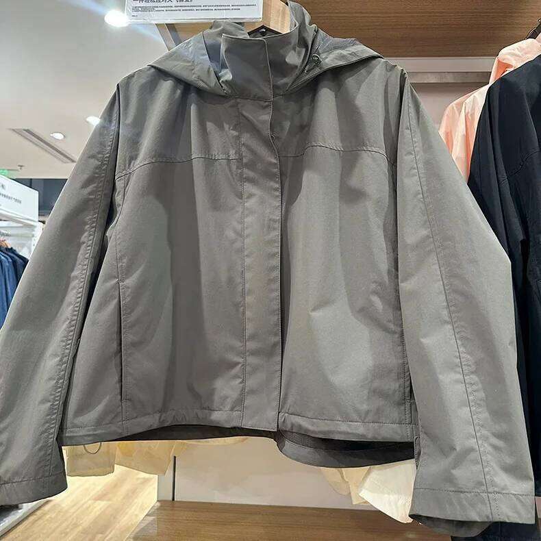 Windproof Designer Fashion 2026 Stand Collar Women's Outdoor Casual Hooded Thin Coat Jacket