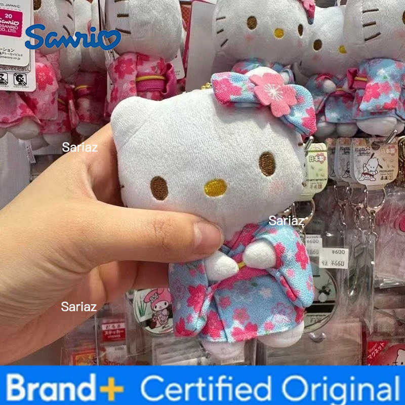 Sanrio Hello Kittysakura Water Blue Matcha Kimono Kitty Melody Backpack Pendant Plush Doll Ornament Trendy Toy Decoration Gift H251225