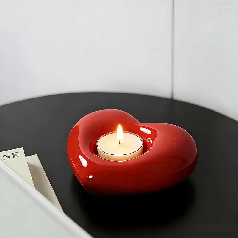 Candle Holders Heart Ceramic Valentines Holder Decor Love Candlestick Elegant Wedding Centerpiece & Tabletop Decorations H260310