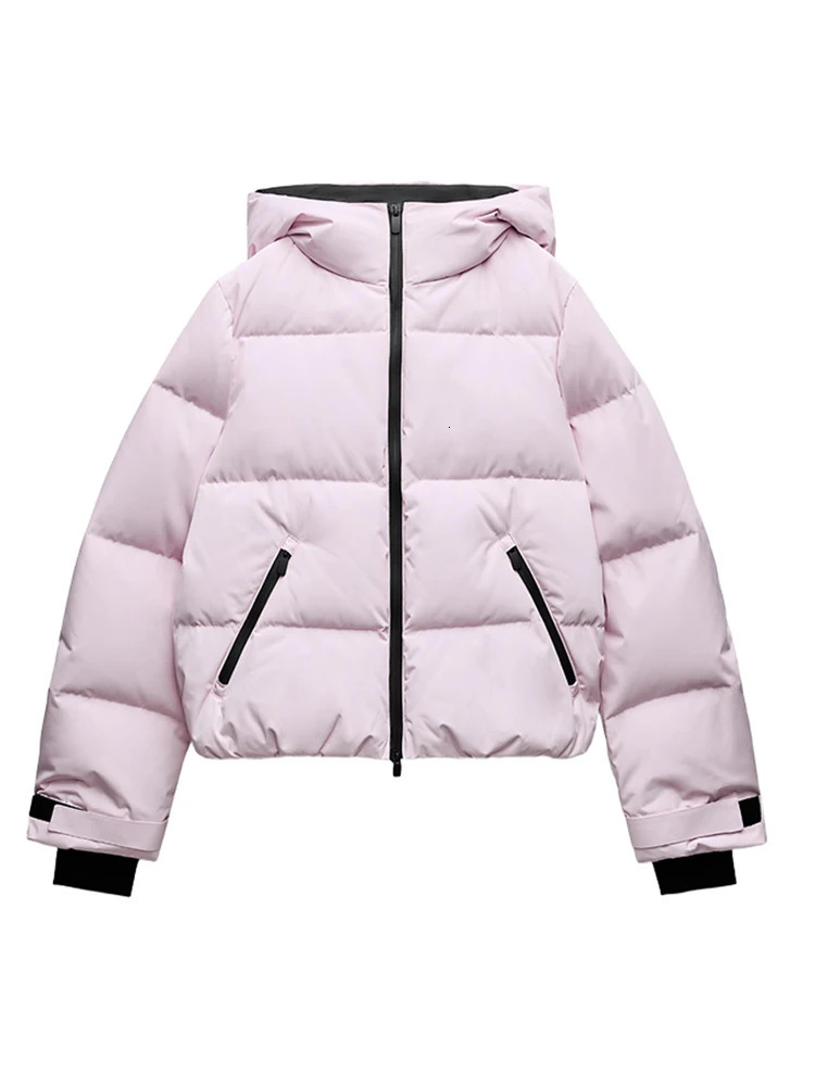 Women Hooded Zipper Short Skiing Cotton Jacket Long Sleeved Thick Warm Coat Comfortable Sports Pant Lady Ski Set 251225