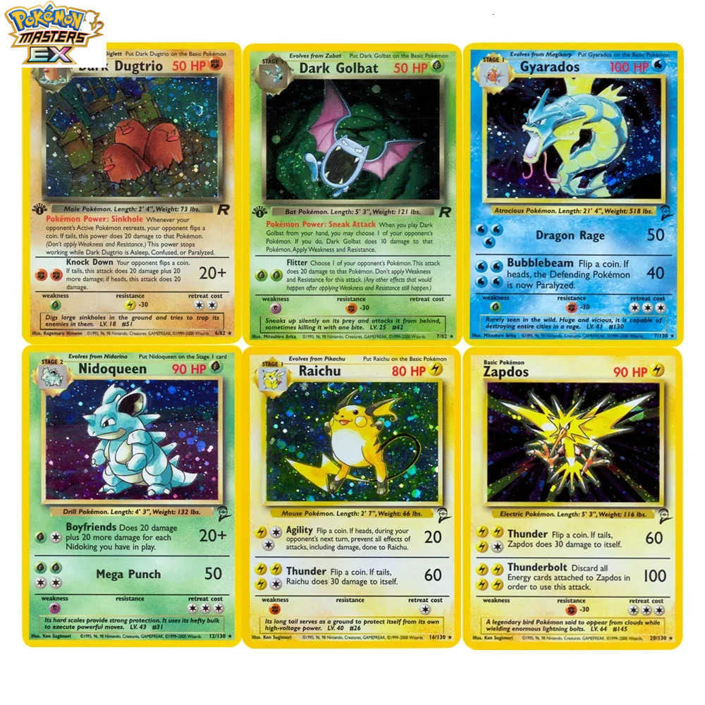 Pokemon Game Flash Shining Cards Classic Series Raichu Zapdos Nidoqueen Gyarados Collectible Card PTCG Card Proxy Card L251225EACV