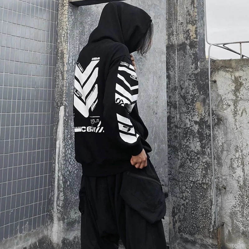 Punk Hoodie Men Fashion Creative Print Sweatshirt Pullover Harajuku Hip Hop Streetwear Tactical Functional Hoodies Techwear 251225