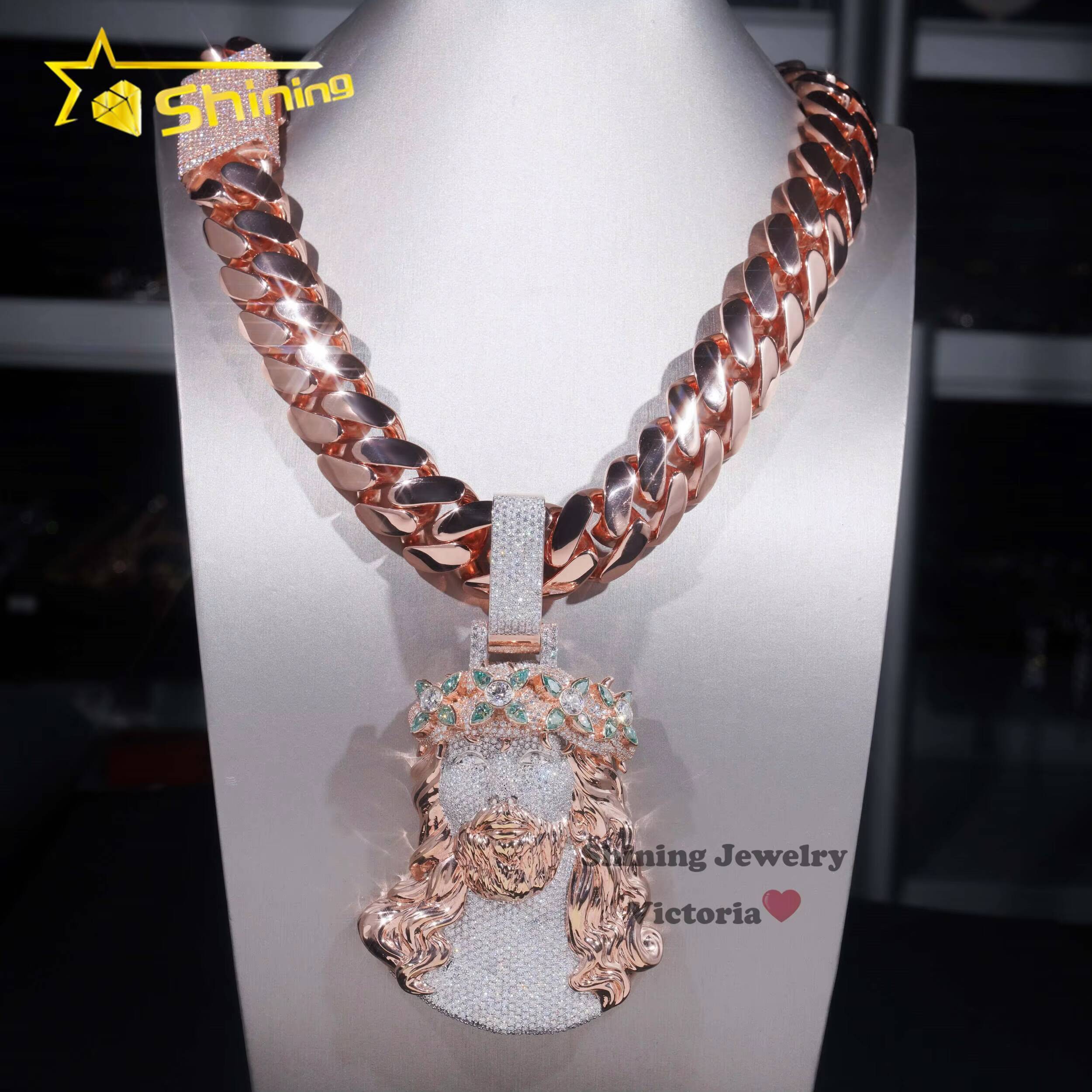 Iced Out Rapper Religious Jewelry 18K Gold Plated Big 3D Jesus Pendant 925 Silver Custom 5 VVS Moissanite Diamond Jesus Pendant