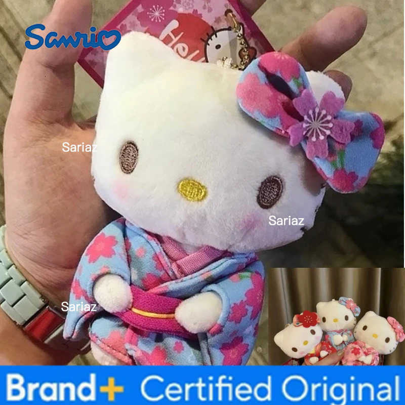 Sanrio New Cute Kitty Plush Keychain Kitten Kimono Cherry Blossom Series Plush Toy Backpack Pendant Car Decoration Doll Christmas Gift H251225