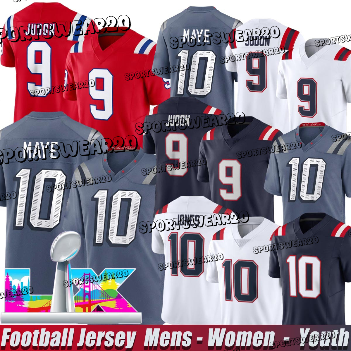NewEnglands Patriotses Jersey Rivalries Collection #10 Maye Christian Gonzalez Javon Baker Rhamondre Stevenson Henry Ja'Lynn Polk Randy Moss Football Jerseys