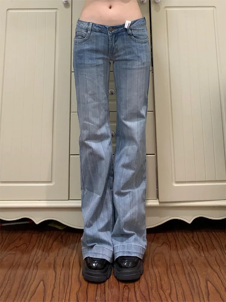 Autumn Winter Women Vintage 2000s Low Rise Flare Denim Pants Y2k Japanese Streetwear Bootcut Jeans Baggy Bell Bottom In 251225