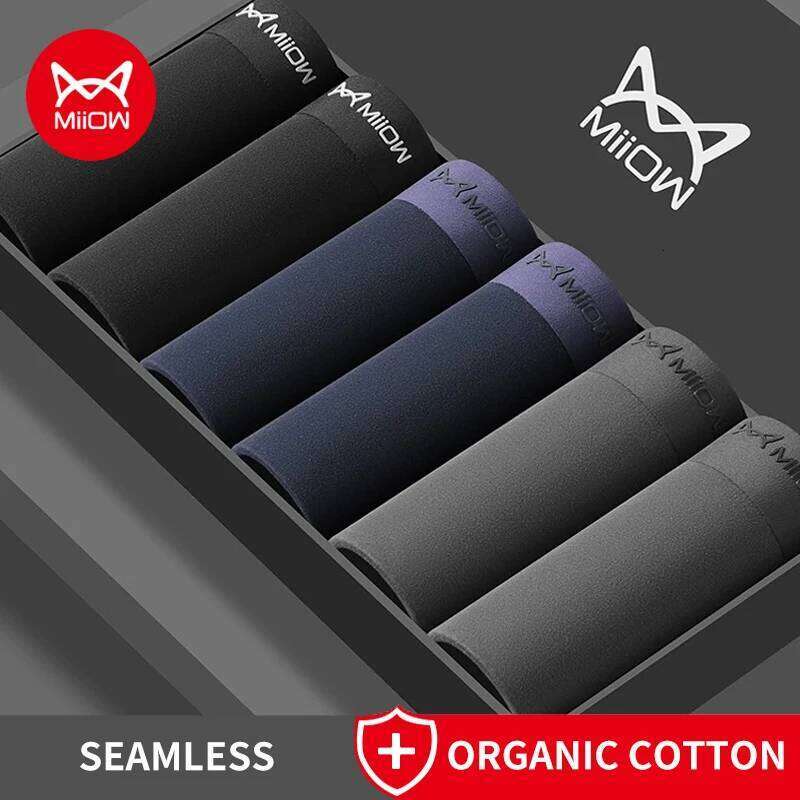MiiOW 4Pcs Cotton Men's Panties Set Breathable Mesh Mens Underpants Graphene Antibacterial Underwear for Men Boxer Briefs L-5XL X251225