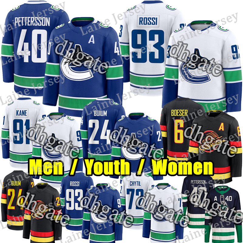 #40 Elias Pettersson hockey jersey Canuck jersey #93 Marco Rossi Zeev Buium Brock Boeser Evander Kane Trevor Linden Myers Filip Chytil Thatcher Demko Pavel Bure jersey
