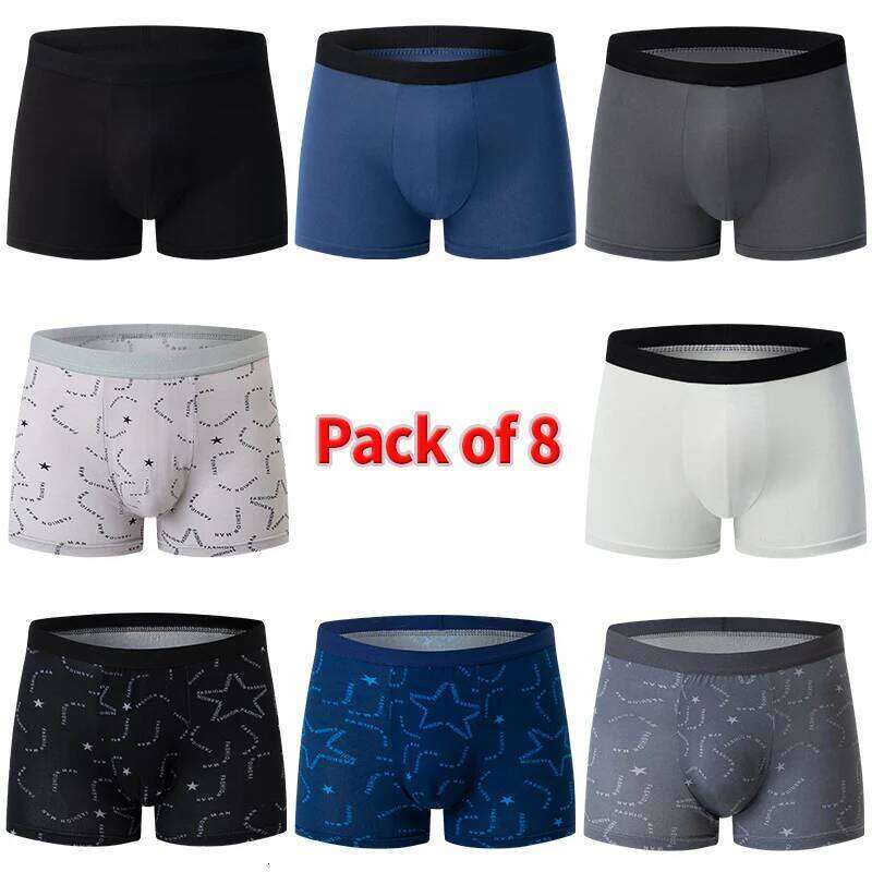 8 Pack European American Size MEN'S FASHION Printed Underwear Comfortable and Breathable 45-120kg Fat Men Can Wear Shorts. X251225