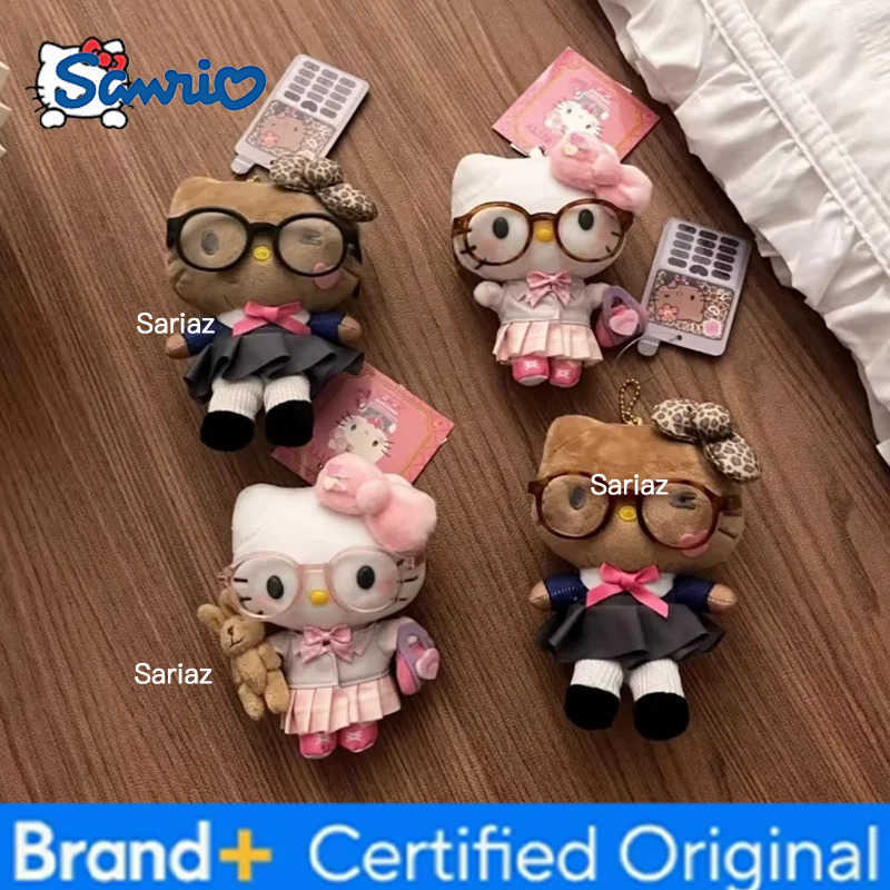 Sanrio Kawaii Hello Kitty Jk Uniform Cute Girl Glasses Exquisite Bag Pendant Cute Kt Cat Girl Children Cartoon Decor Girls Toys H251225