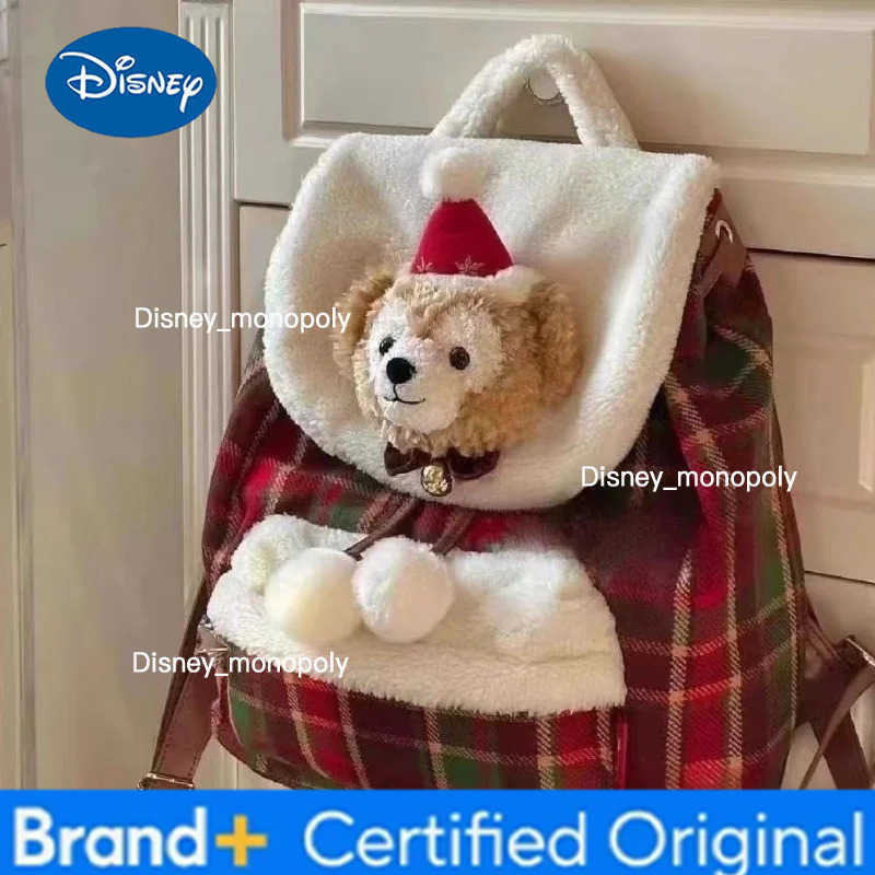 Disney 2024 New Disni Cute Christmas Backpack Childrens Duffi Bear Birthday Gift For Girl Cartoon Large Capacity Backpack JK Backpack H251225