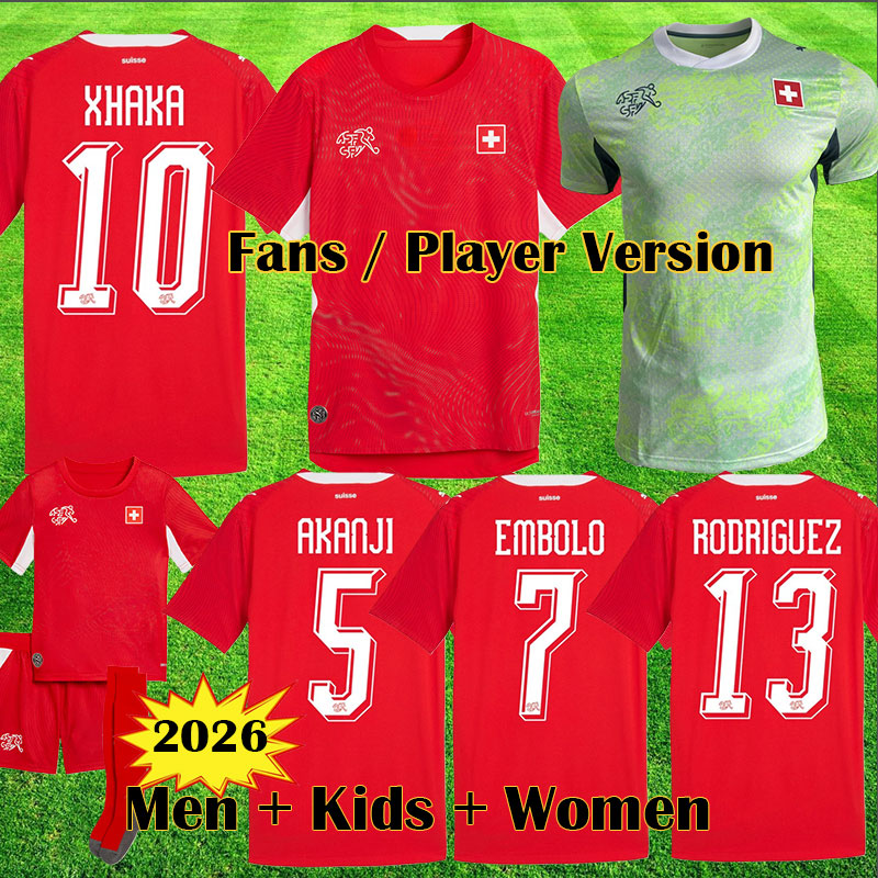 2026 Switzerland Soccer Jerseys ELVEDI AKANJI ZAKARIA SOW RIEDER EMBOLO SHAQIRI 25 26 Football shirts SWISS home away football Shirt Uniforms MEN Kids Kit