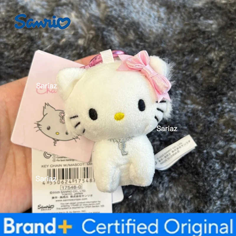Sanrio Cartoon Sanrios Plush Doll Sweet Hellokittys heart button Bag Pendant Cute kitten Plush Doll Girl backpack charm Decoration Gift H251225