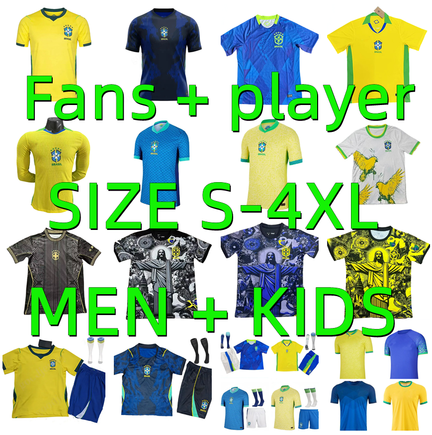 2025 2026 brazils NEYMAR JR RAPHINHA soccer jerseys 24 25 26 27 VINI JR. RODRYGO NDRICK CASEMIRO ESTEVAO CUNHA BRUNO Player version brasil football shirts Men kids kits