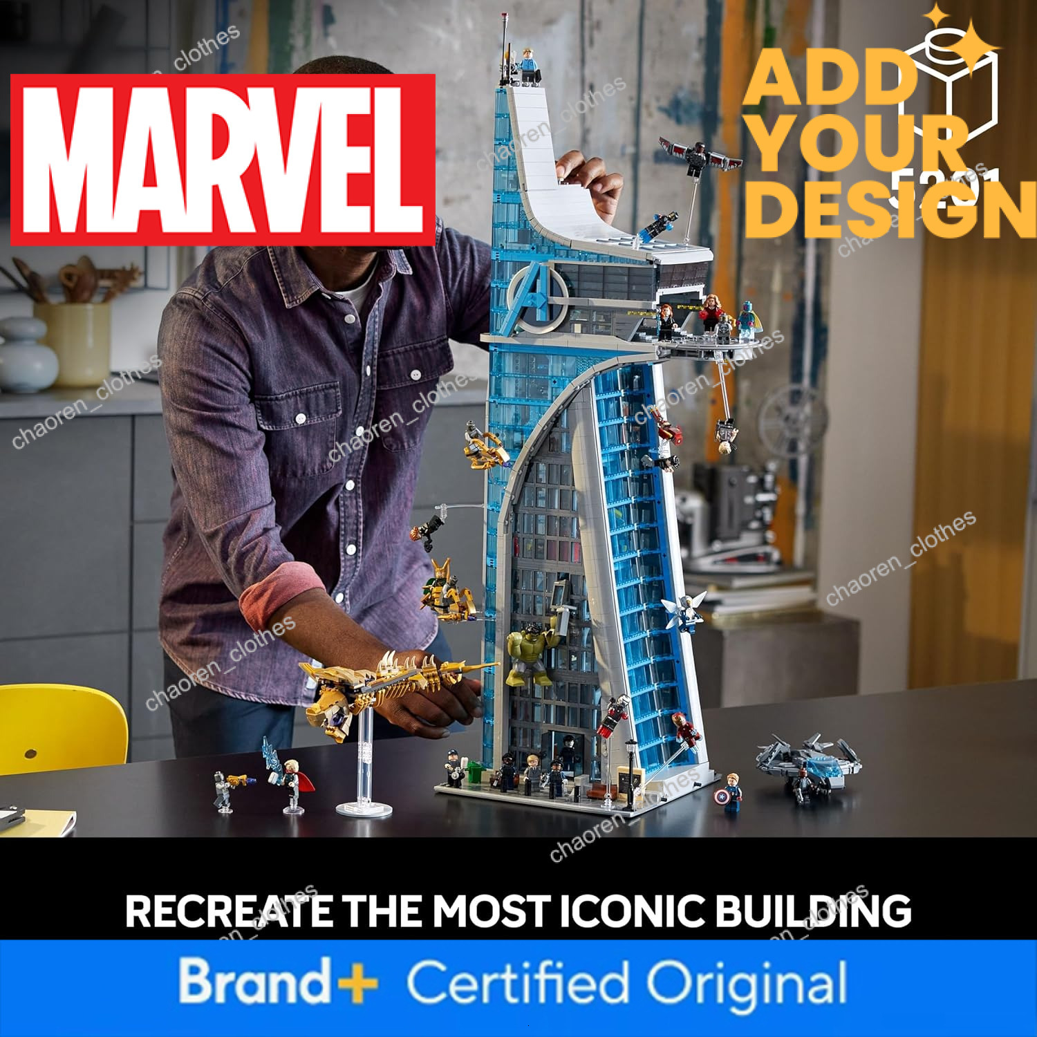 LEGO Avengers Tower Building Kit, Detailed Recreation of The Iconic HQ Featuring Classic Movie Scenes, 31 Figures Authentic Accessories, Gift for Marv