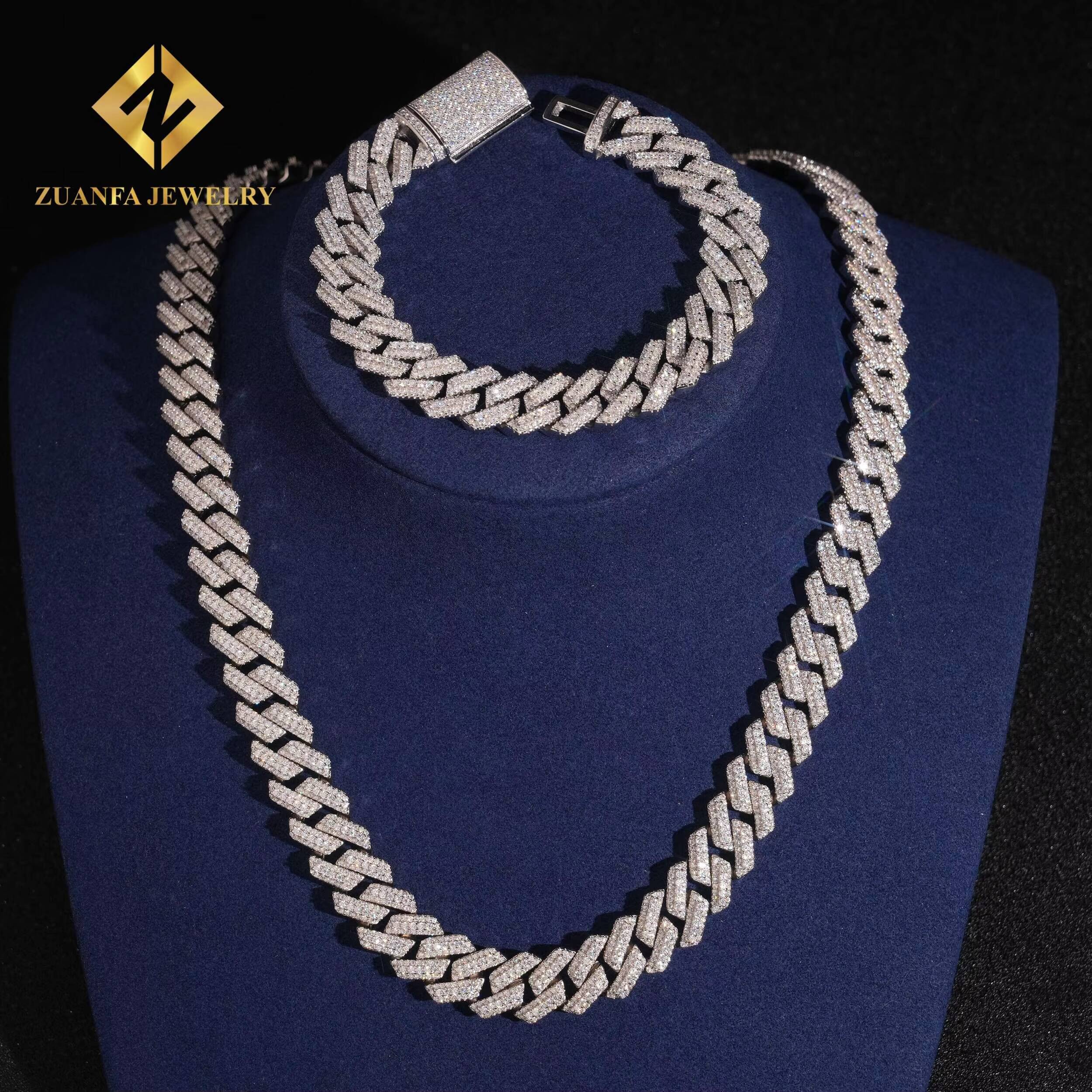 Fashion 125mm VVS1 Moissanite Cuban Link Chain Necklace Bracelet Men HipHop Iced Out Diamond 925 Sterling Silver with GRA - view 3