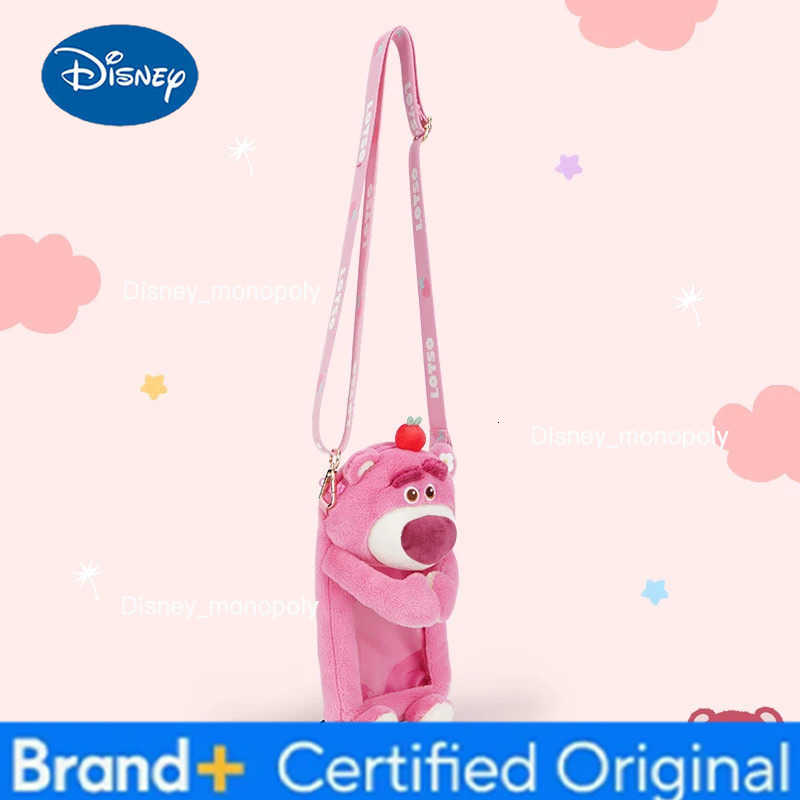 Disney Strawberry Bear Crossbody Bag Cute Cartoon Anime Figure Plush Doll Daily Travel Mobile Card Bag Transparent Birthday Gift H251225