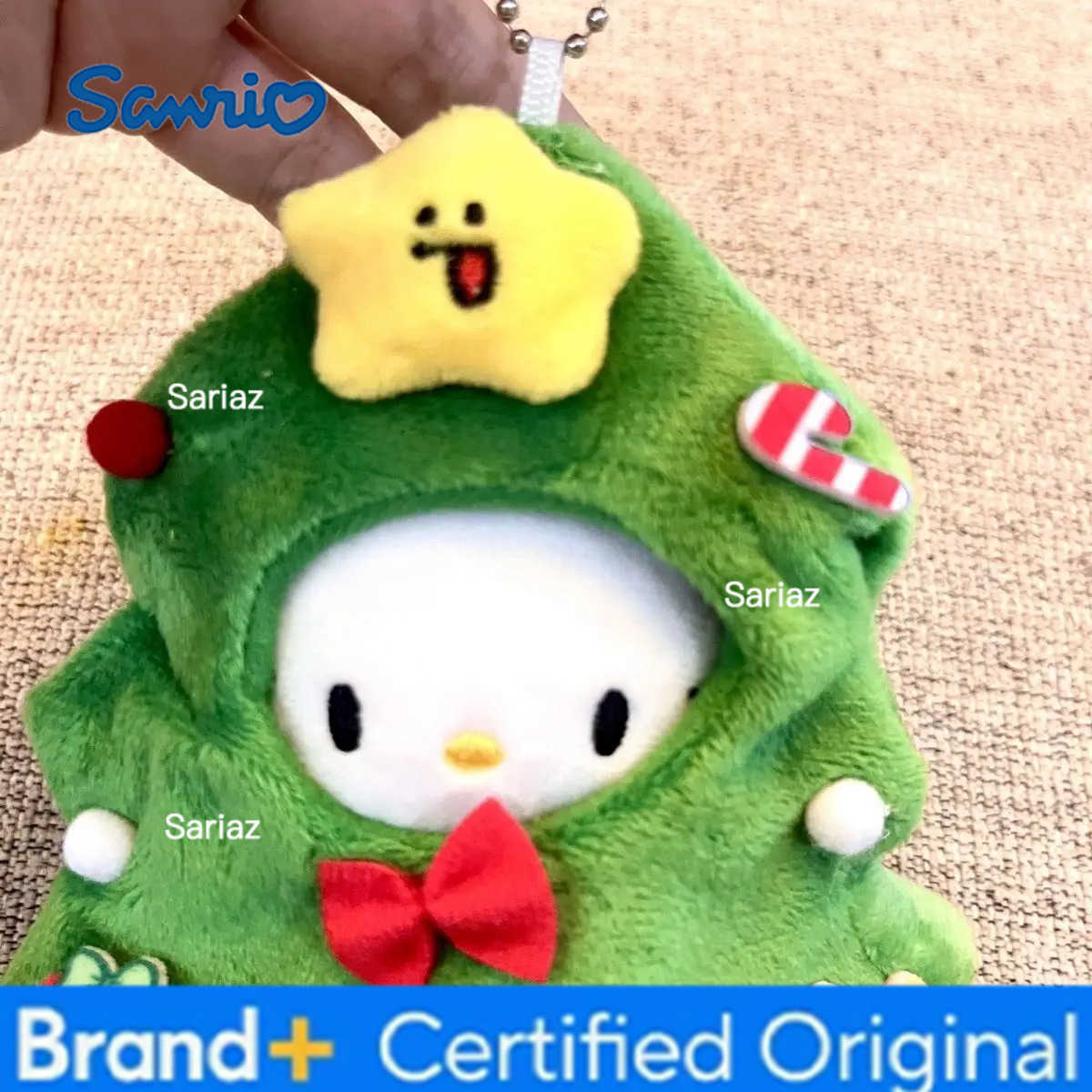 Sanrio Christmas Tree Headset Kt Cat Keychain Backpack Pendent Plush Doll Cute Ornament Anime Cartnoon Figure Kitty Toys Surprise Gifts H251225