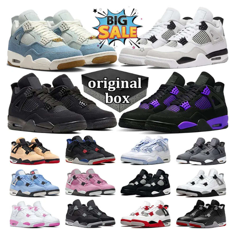 Desinger Men 4s Basketball Shoes Panda Black Cat mans 4 Rare Worn Blue Women White Pure Money Pink Thunder Oreo Sneakers with Box