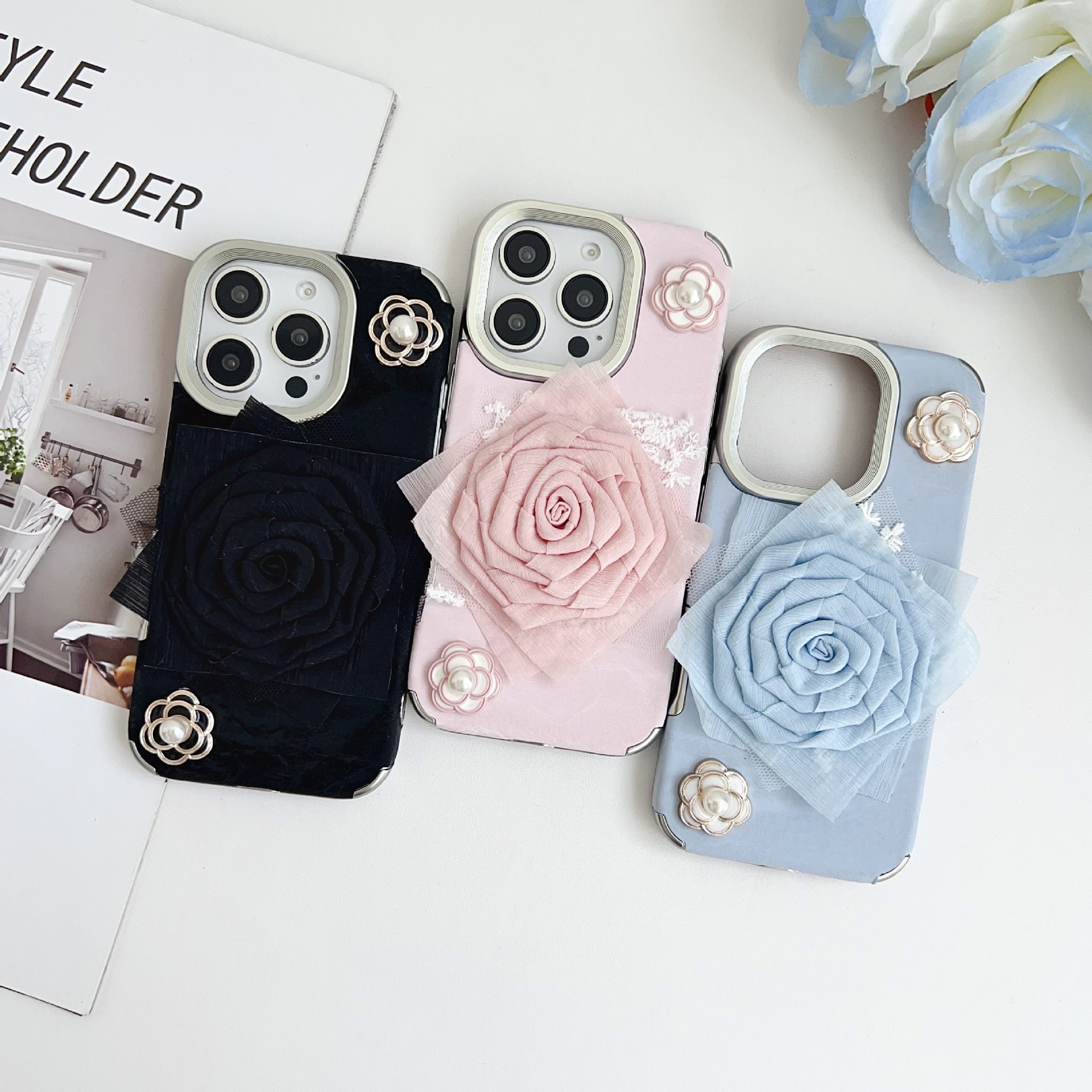 Suitable for iPhone 17 Max Phone Case Niche Velvet Rose Ins Cute Female Apple 16 Pro Flower