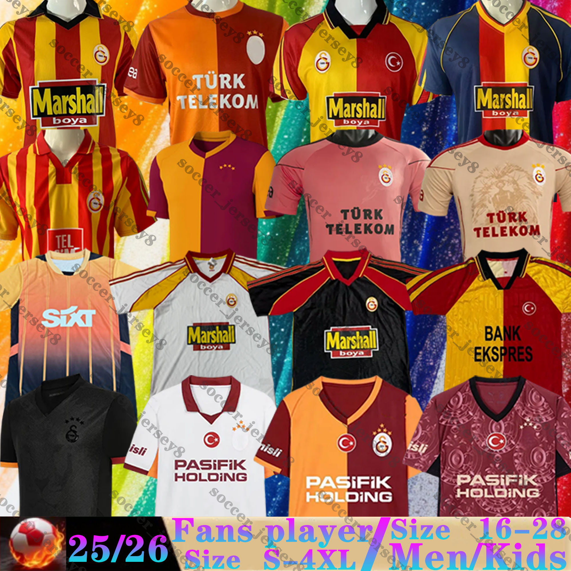 25 26 Turkey Galatasaray Soccer Jerseys Retro 98 99 00 13 14 ICARDI OSIMHEN SANE BARIS HAGI DROGBA SNEIJDER KEWELL GUNDOGAN SINGO 2025 2026 MEN KIDS KIT Football shirt