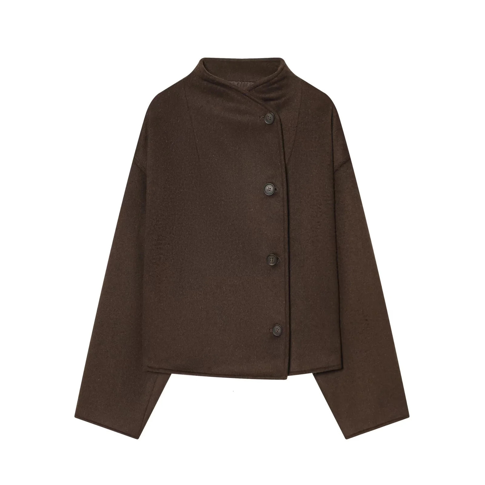 Winter Womens Casual Fashionable Temperament LongSleeved Versatile DoubleFlap Soft Stand Collar Jacket 251225