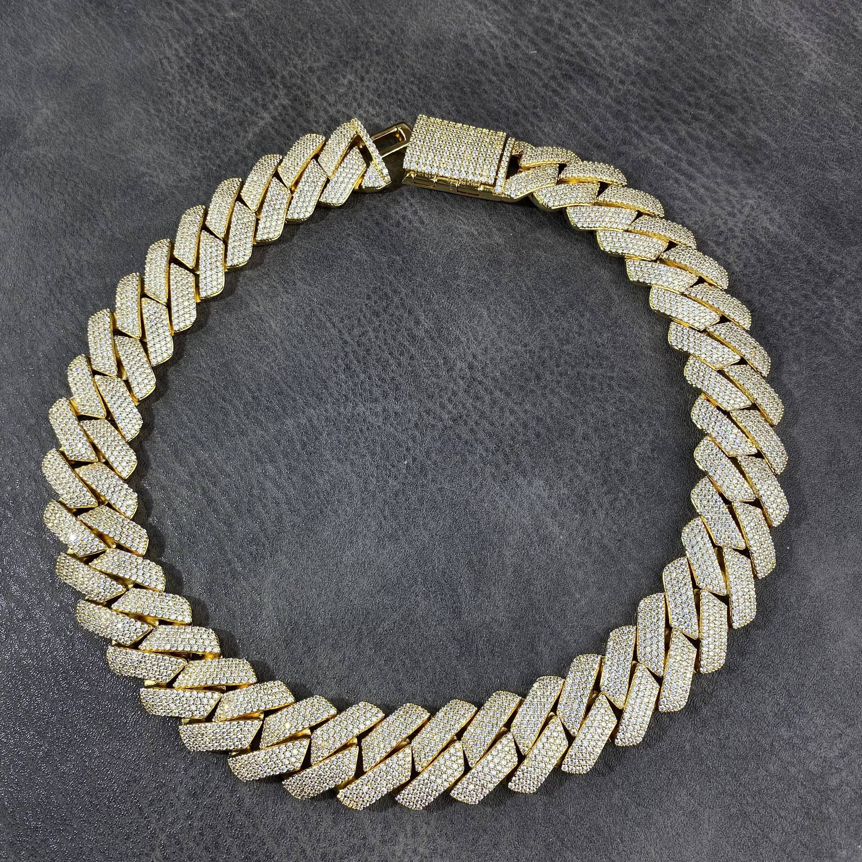 Fine Jewelry Iced Out Hip Hop Heavy 4 Rows Prong Cuban Link Chain Necklaces for Men Women Necklace Jewelry