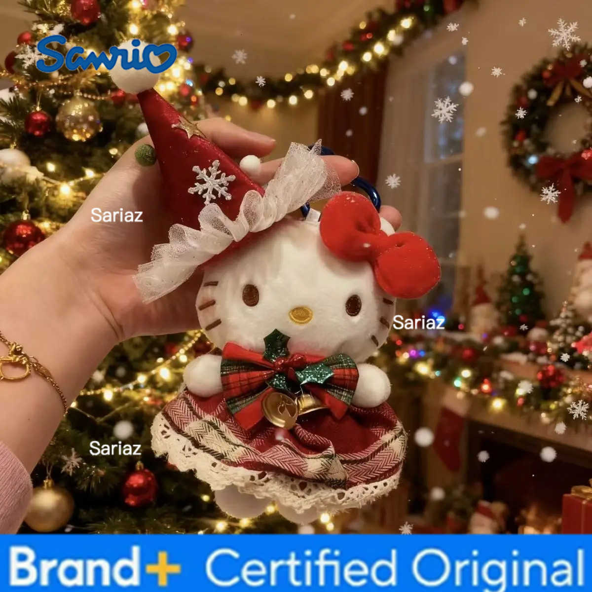 Sanrio Hello Kitty Cute Cartoon Santa Claus Autumn Winter Plush Keychain Package Ornament Friend Girl Birthday Christmas Gifts H251225