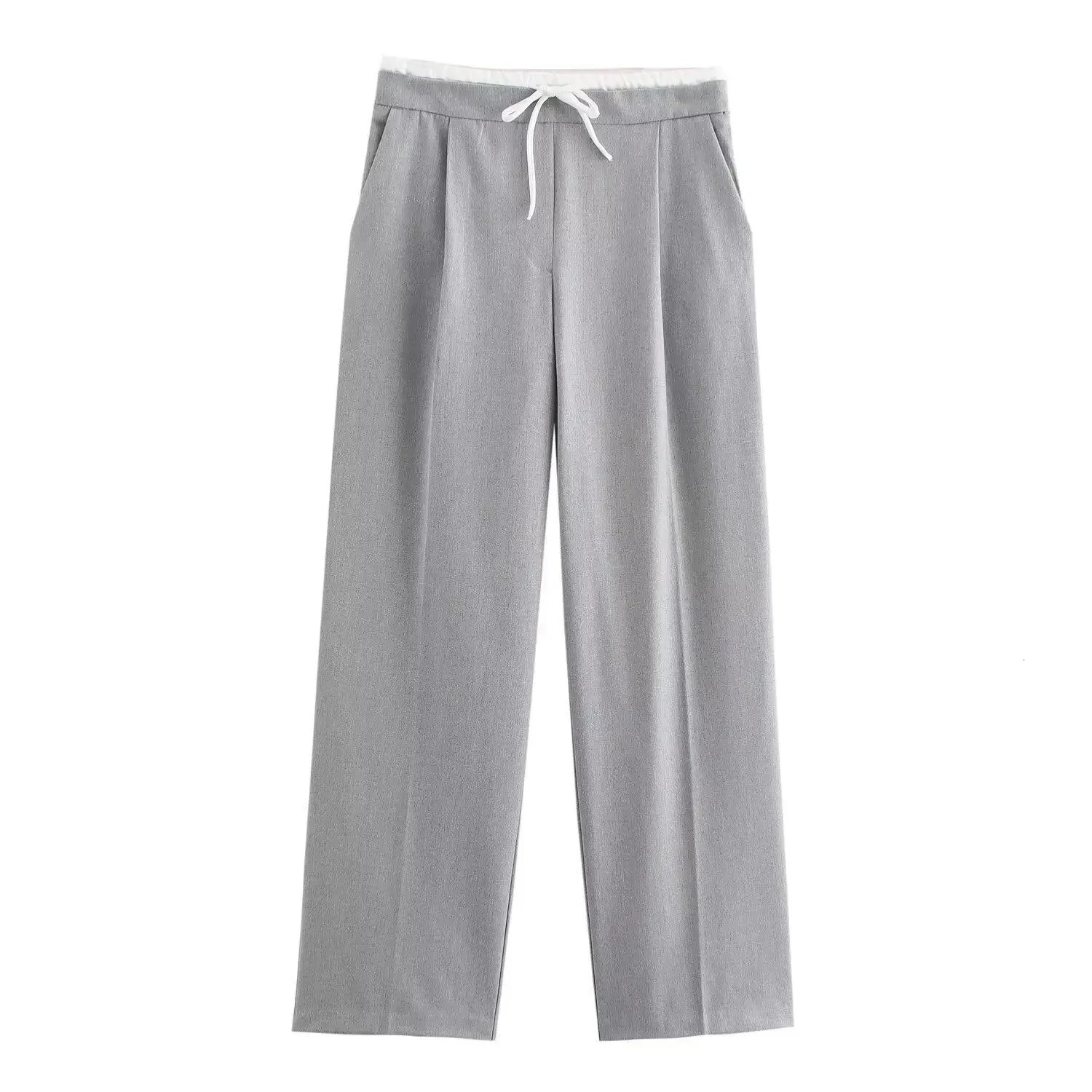 Casual Womens Double Layered Multi-Color Waist Long Pants Autumn Fashion Wide Leg Cross-Border Comfortable Fit Trousers 251225