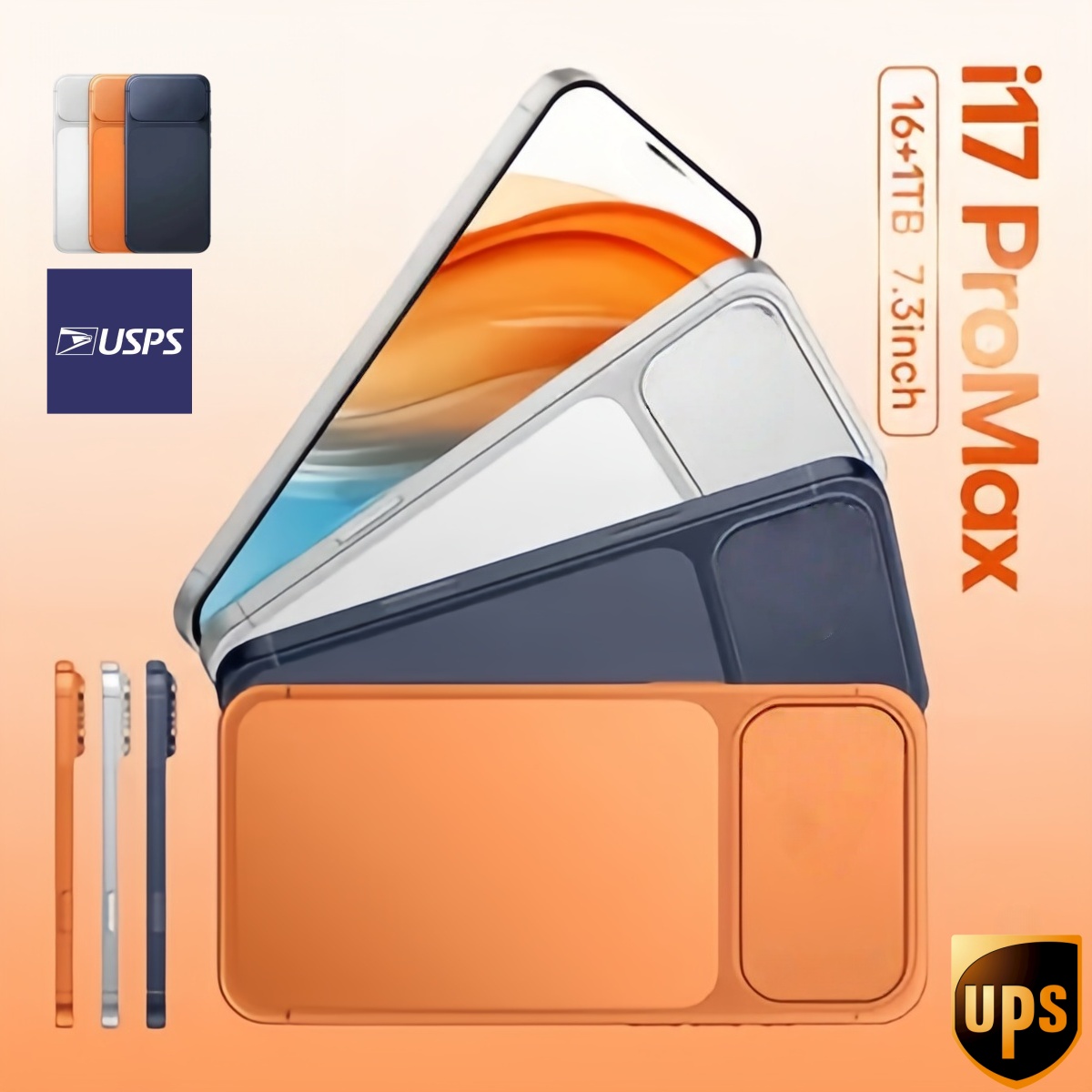 i16 I17 pro max 16+1TB /16+2TB Smartphone camera face unlock full screen smartphone 6.8-inch high-definition screen phone 5G dual SIM card USB-C 3.0 GPS