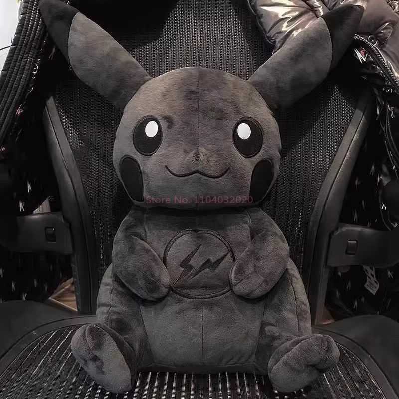 Pokemon Dark Pikachu Doll 55CM Kawaii Pop Anime Stuffed Pillow Soft Plush Toy for Female Fans Collectible Black Pikachu Gift W251225