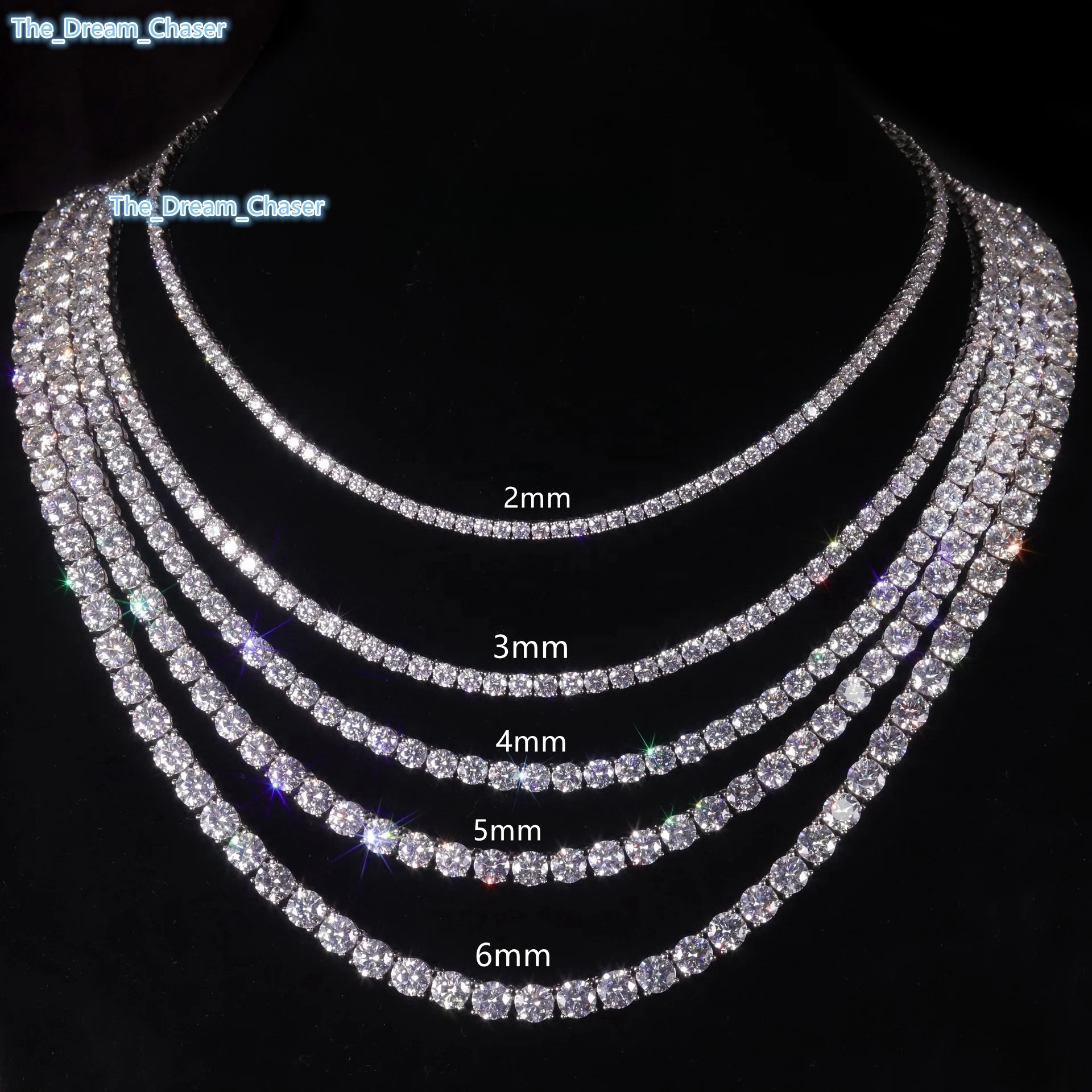 Wholesale Fashion Stainless Steel 925 Sterling Silver Gold Moissanite Lab Grown Diamond Tennis Necklace Chain Tennis Bracelet