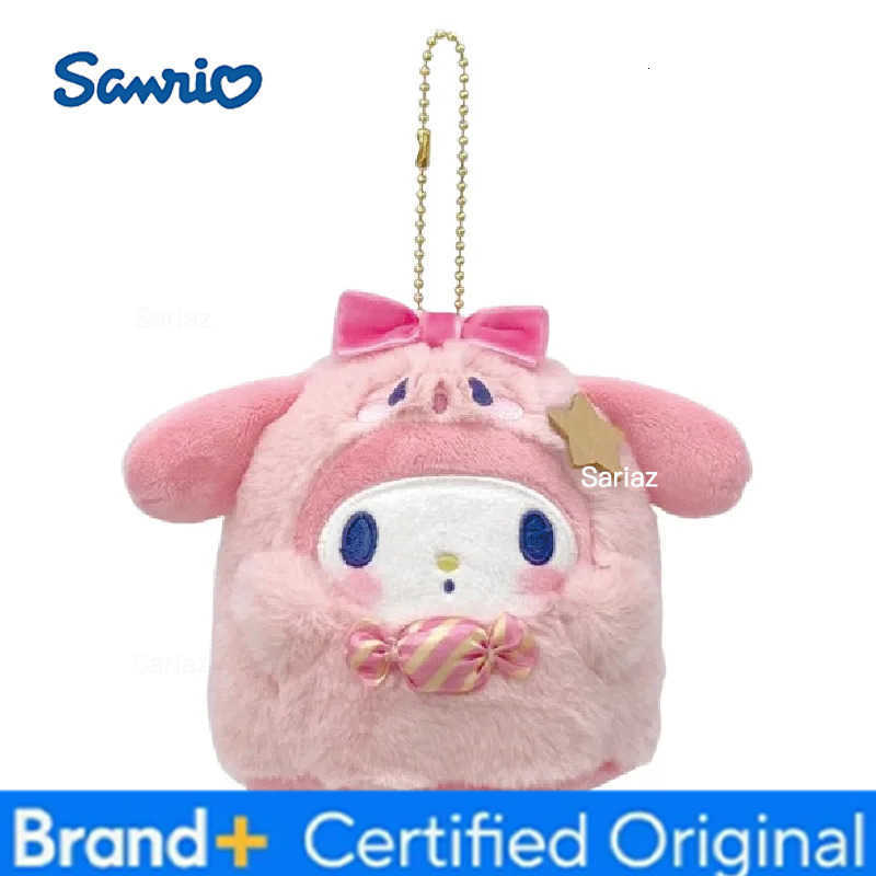 Sanrio Cartoon Hello Kitty Cinnamoroll My Melody Kuromi Plush Doll Keychain Kawaii Couple School Bag Pendant Pp Cotton Stuffed Doll H251225