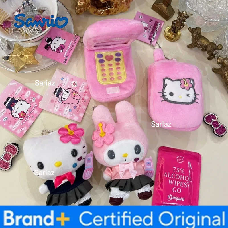 Sanrio Kawaii my melody Plush Doll Keychain hello kitty Bag Accessories Heisei uniform HotGirls Y2K Kitty Cat Schoolbag Pendant H251225