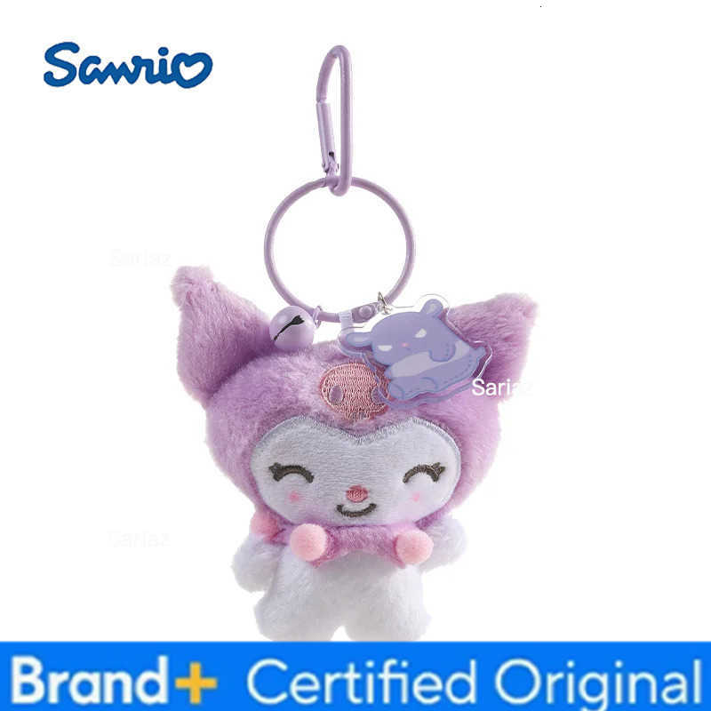 Sanrio Kawaii Kuromi Cinnamoroll Plush Toys Keychain Cartoon Hangydon Bell Backpack Pendant Decoration Friends Birthday Gifts H251225