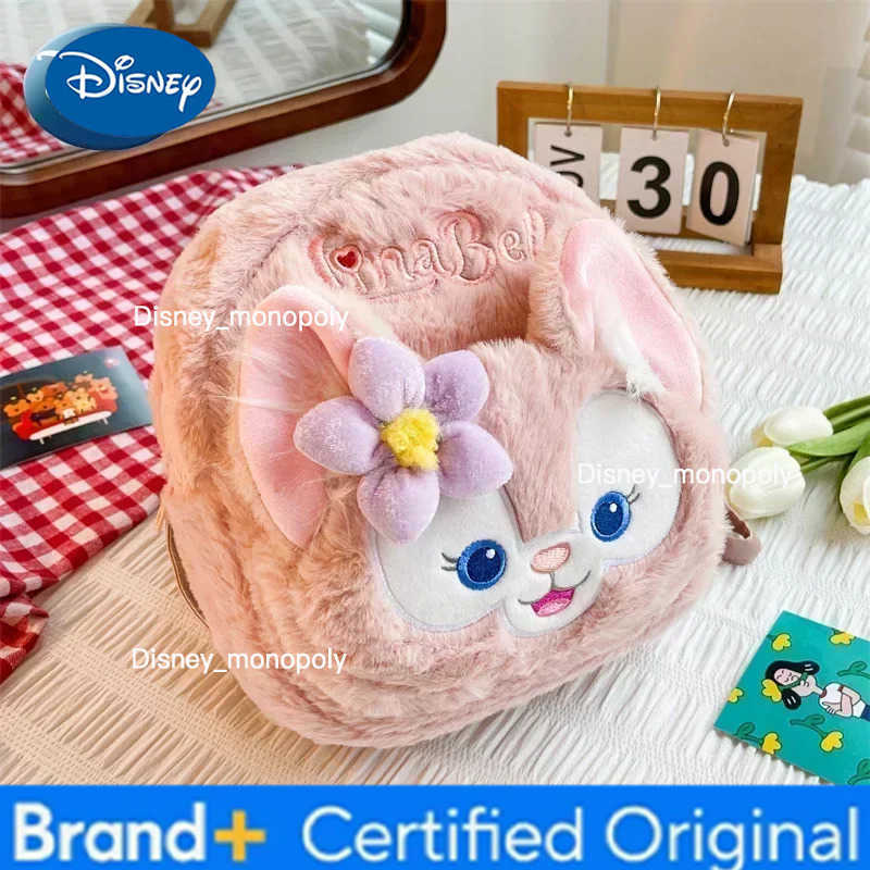Disney LinaBell Stitched Plush Shoulder Bag Cartoon Cute Plush Handbag Large Capacity Fashion Trendy Womens Messenger Bag H251225