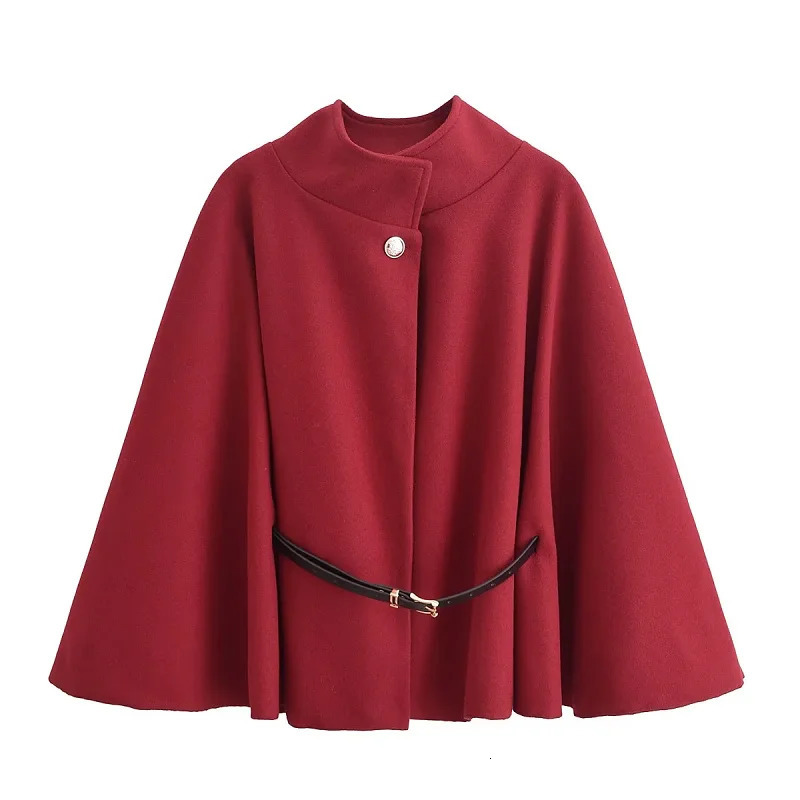 HXAO Elegant Cape Coat Womens Winter Spring Oversized Long Sleeve Cloak Fashion Casual Brown Red Black Jackets Outerwears 251225