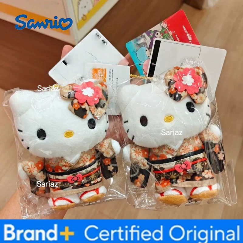 Sanrio Japanese Hello Kitty Edo Ooku Kimono Plush Doll Toy Pendant creative Cartoon brown kimono Kt Cat stuffed Backpack Charm H251225