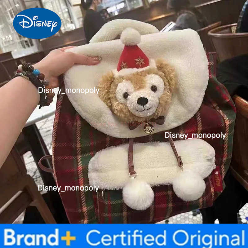 Disney 2024 New Disni Cute Christmas Backpack Childrens Duffi Bear Birthday Gift For Girl Cartoon Large Capacity Backpack JK Backpack H251225