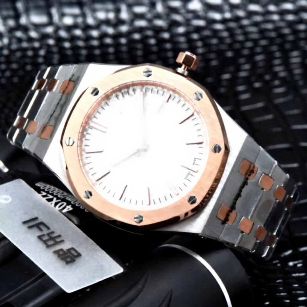 41mm Date 15400SR.OO.1220SR.01 White Texture Dial 15400 Automatic Mens Watch Two Tone Rose Gold Band High Quality Gents Watches