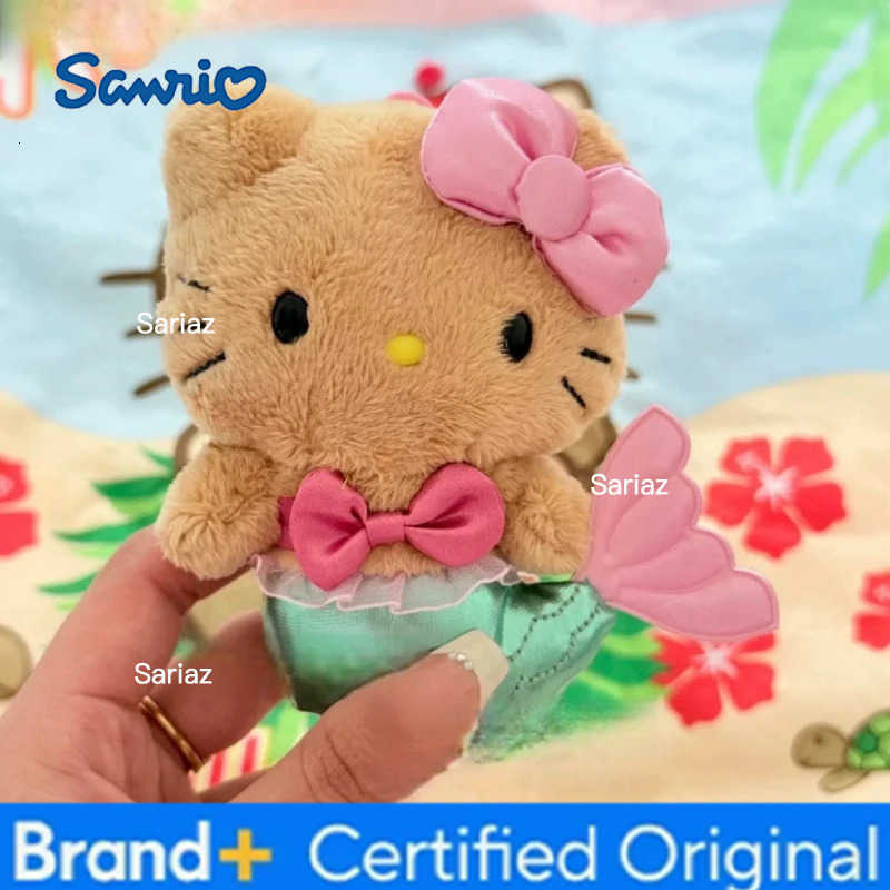 Sanrio Anime Black Leather Hellokitty Plush Doll Pendant Mermaid Hawaiian Series KT Keychain Gift Plush Doll Storage Bag Pendant gift H251225